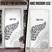 Aotearoa Personalized Lawn Bowls Maori Door Cover New Zealand White Tribal Silver Fern - Polynesian Pride