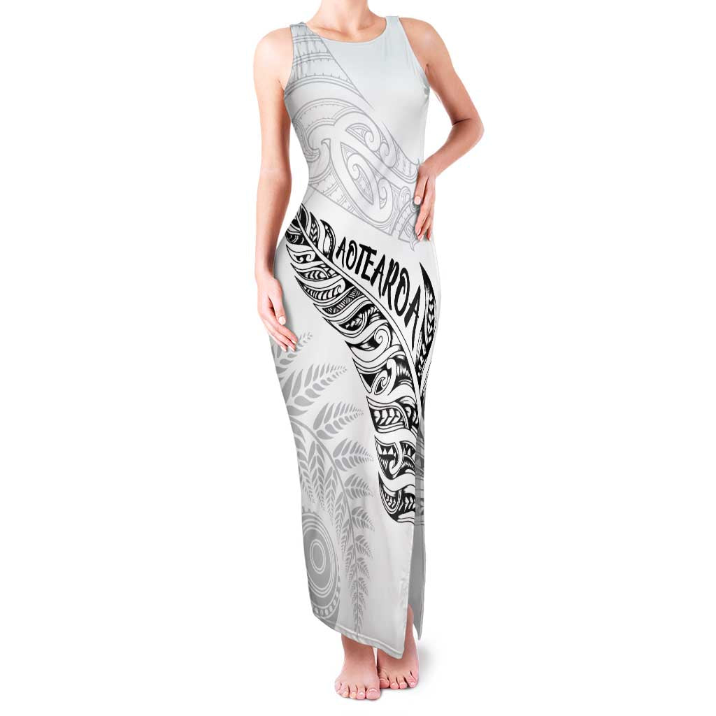 Aotearoa Personalized Lawn Bowls Maori Family Matching Tank Maxi Dress and Hawaiian Shirt New Zealand White Tribal Silver Fern - Polynesian Pride