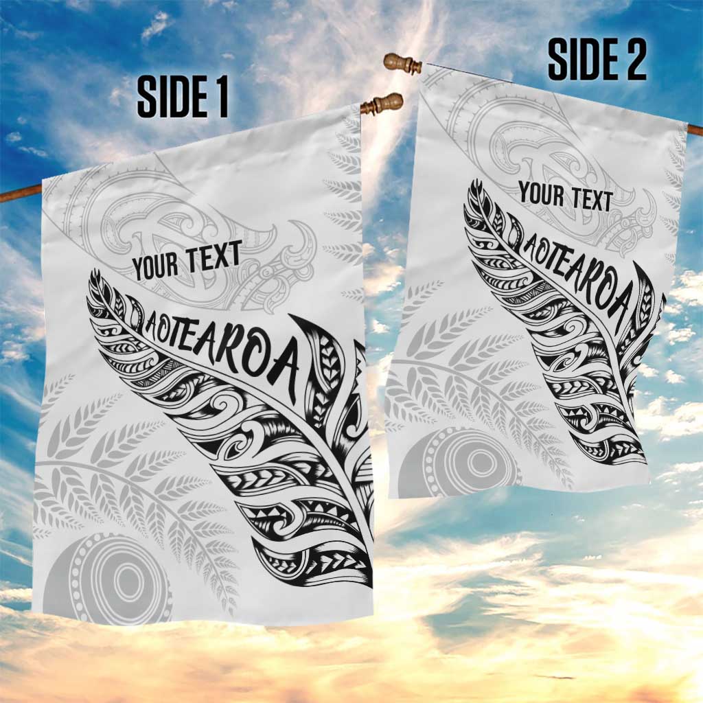 Aotearoa Personalized Lawn Bowls Maori Garden Flag New Zealand White Tribal Silver Fern - Polynesian Pride