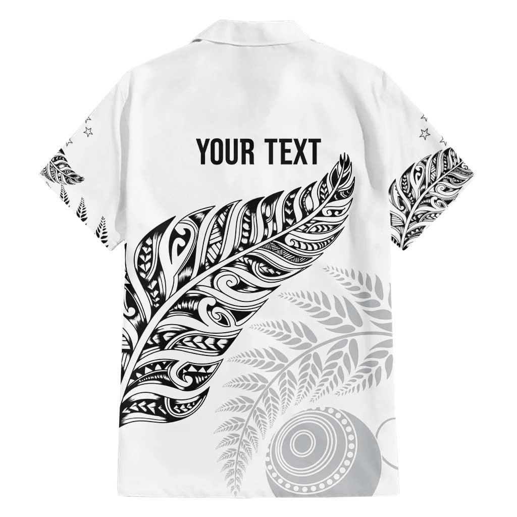 Aotearoa Personalized Lawn Bowls Maori Hawaiian Shirt New Zealand White Tribal Silver Fern - Polynesian Pride
