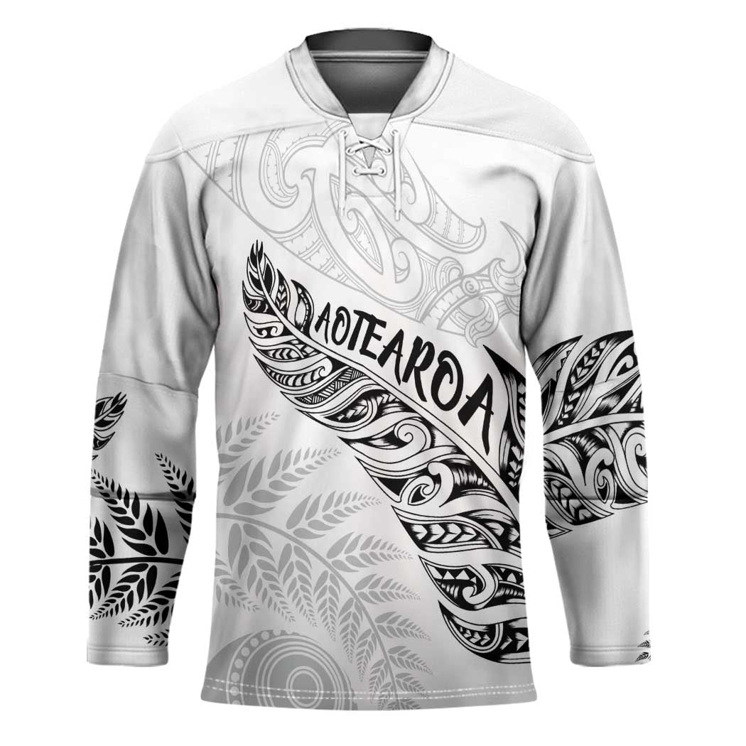 Aotearoa Personalized Lawn Bowls Maori Hockey Jersey New Zealand White Tribal Silver Fern - undefined