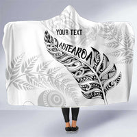 Aotearoa Personalized Lawn Bowls Maori Hooded Blanket New Zealand White Tribal Silver Fern - Polynesian Pride