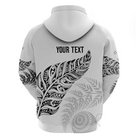 Aotearoa Personalized Lawn Bowls Maori Hoodie New Zealand White Tribal Silver Fern - Polynesian Pride