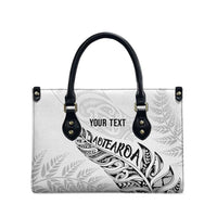 Aotearoa Personalized Lawn Bowls Maori Leather Bag New Zealand White Tribal Silver Fern - Polynesian Pride