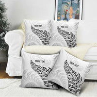 Aotearoa Personalized Lawn Bowls Maori Pillow Cover New Zealand White Tribal Silver Fern - Polynesian Pride