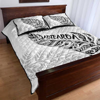 Aotearoa Personalized Lawn Bowls Maori Quilt Bed Set New Zealand White Tribal Silver Fern - Polynesian Pride