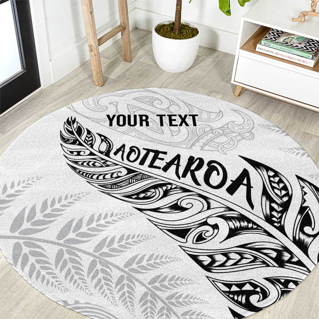 Aotearoa Personalized Lawn Bowls Maori Round Carpet New Zealand White Tribal Silver Fern - Polynesian Pride