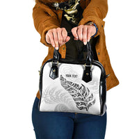 Aotearoa Personalized Lawn Bowls Maori Shoulder Handbag New Zealand White Tribal Silver Fern - Polynesian Pride