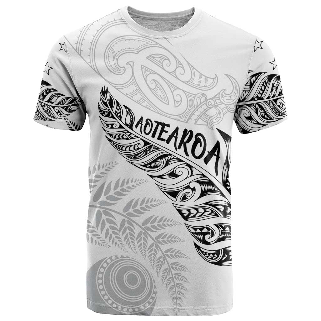 Aotearoa Personalized Lawn Bowls Maori T Shirt New Zealand White Tribal Silver Fern - Polynesian Pride