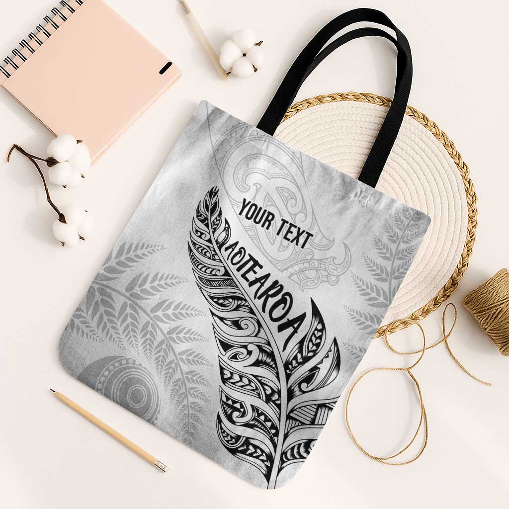 Aotearoa Personalized Lawn Bowls Maori Tote Bag New Zealand White Tribal Silver Fern - Polynesian Pride