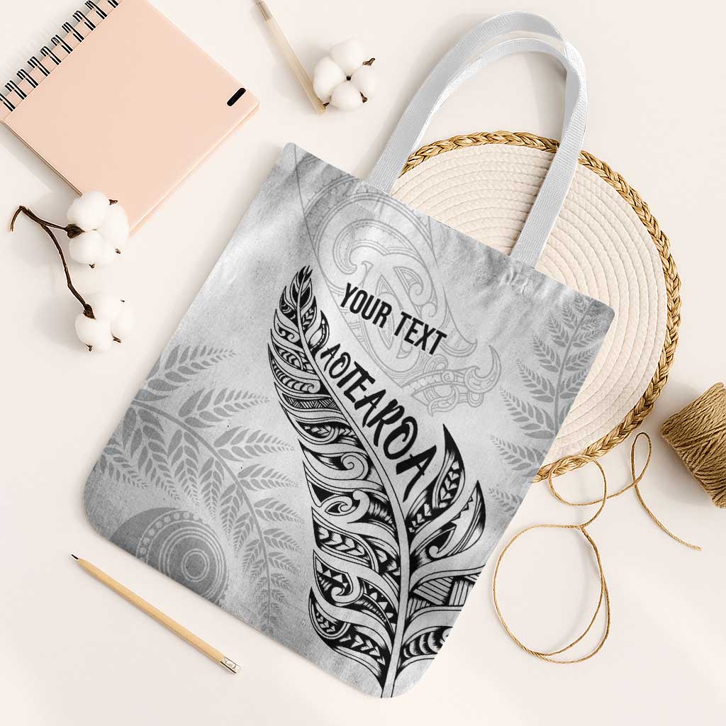 Aotearoa Personalized Lawn Bowls Maori Tote Bag New Zealand White Tribal Silver Fern - Polynesian Pride