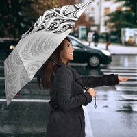 Aotearoa Personalized Lawn Bowls Maori Umbrella New Zealand White Tribal Silver Fern - Polynesian Pride