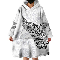 Aotearoa Personalized Lawn Bowls Maori Wearable Blanket Hoodie New Zealand White Tribal Silver Fern - Polynesian Pride