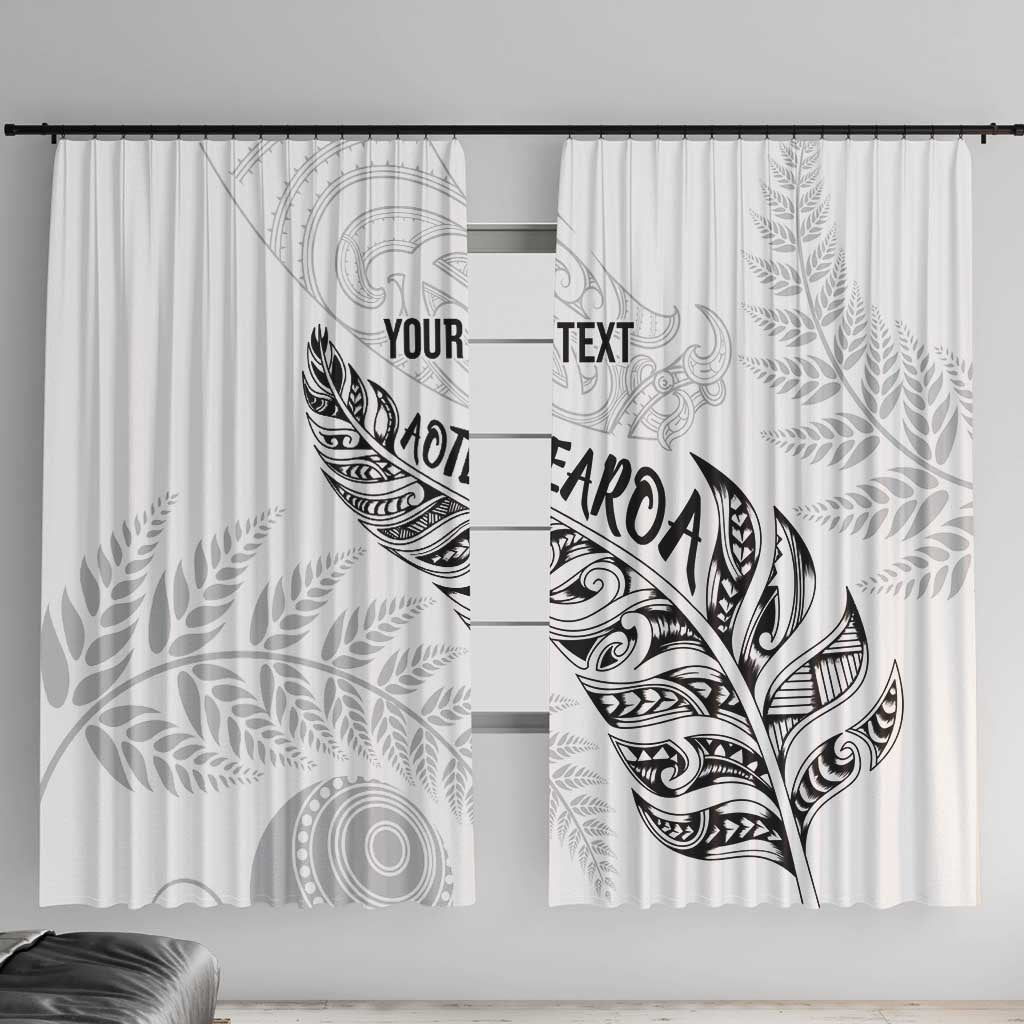 Aotearoa Personalized Lawn Bowls Maori Window Curtain New Zealand White Tribal Silver Fern - Polynesian Pride