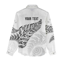 Aotearoa Personalized Lawn Bowls Maori Women Casual Shirt New Zealand White Tribal Silver Fern - Polynesian Pride