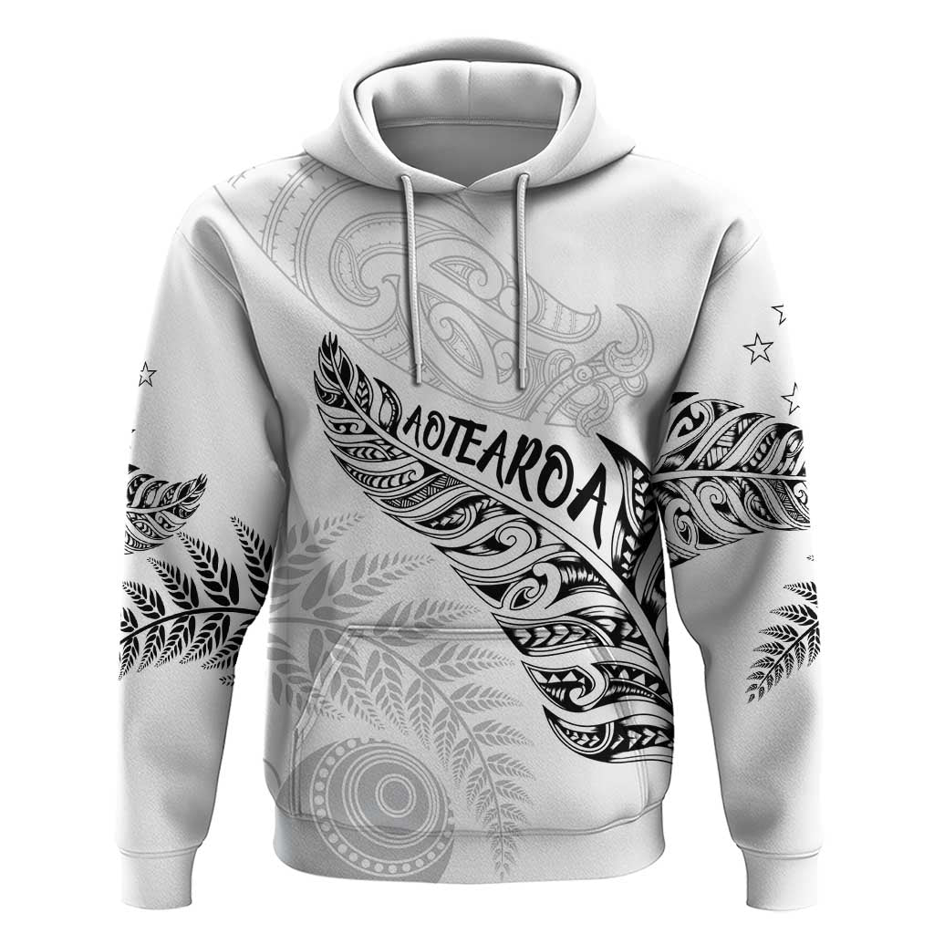 Aotearoa Personalized Lawn Bowls Maori Zip Hoodie New Zealand White Tribal Silver Fern - Polynesian Pride