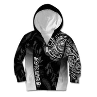 Personalised Maori Waitangi Kid Hoodie New Zealand Silver Fern Mix Kowhai Flowers LT7 Zip Hoodie Black - Polynesian Pride