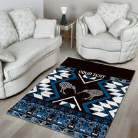 Personalised Taniko Motifs Aotearoa Area Rug Waitangi Kowhaiwhai Kiwi - Blue