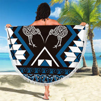 Personalised Taniko Motifs Aotearoa Beach Blanket Waitangi Kowhaiwhai Kiwi - Blue