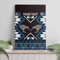 Personalised Taniko Motifs Aotearoa Canvas Wall Art Waitangi Kowhaiwhai Kiwi - Blue