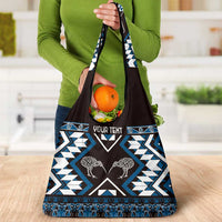 Personalised Taniko Motifs Aotearoa Grocery Bag Waitangi Kowhaiwhai Kiwi - Blue