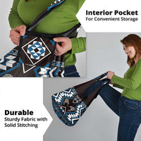 Personalised Taniko Motifs Aotearoa Grocery Bag Waitangi Kowhaiwhai Kiwi - Blue