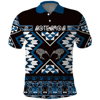 Personalised Taniko Motifs Aotearoa Polo Shirt Waitangi Kowhaiwhai Kiwi - Blue LT7 Blue - Polynesian Pride
