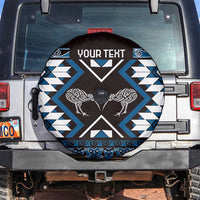 Personalised Taniko Motifs Aotearoa Spare Tire Cover Waitangi Kowhaiwhai Kiwi - Blue LT7 Blue - Polynesian Pride