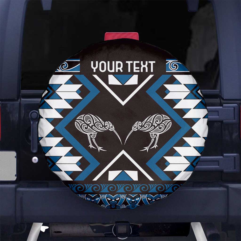 Personalised Taniko Motifs Aotearoa Spare Tire Cover Waitangi Kowhaiwhai Kiwi - Blue LT7 - Polynesian Pride