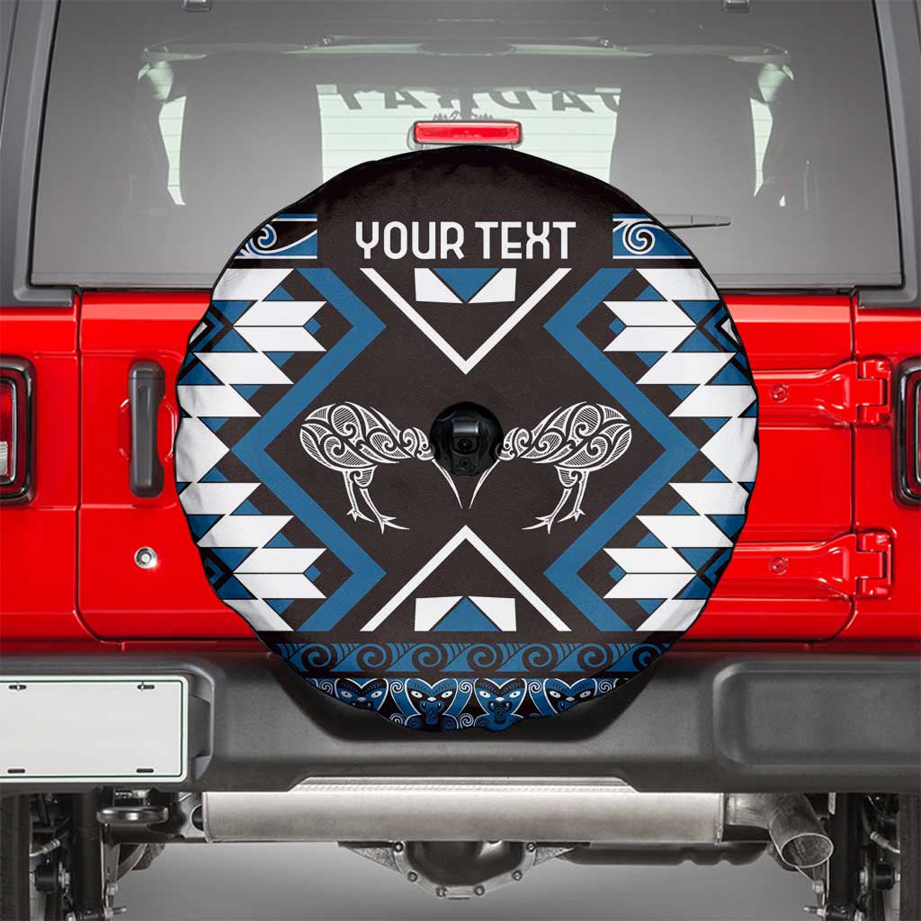 Personalised Taniko Motifs Aotearoa Spare Tire Cover Waitangi Kowhaiwhai Kiwi - Blue LT7 - Polynesian Pride