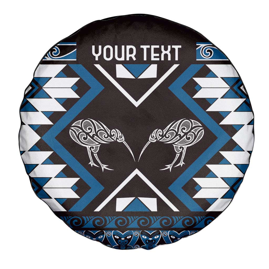 Personalised Taniko Motifs Aotearoa Spare Tire Cover Waitangi Kowhaiwhai Kiwi - Blue LT7 - Polynesian Pride