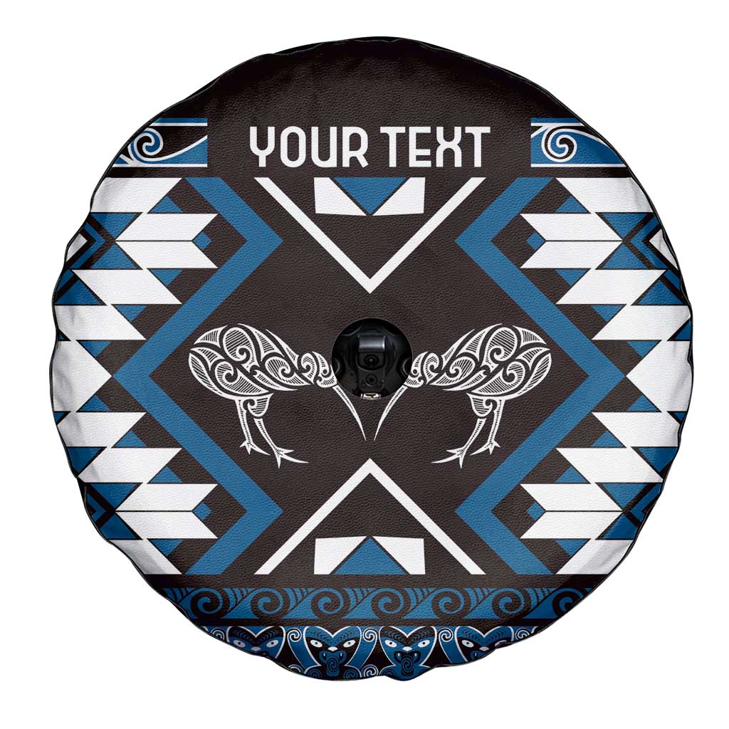 Personalised Taniko Motifs Aotearoa Spare Tire Cover Waitangi Kowhaiwhai Kiwi - Blue LT7 - Polynesian Pride