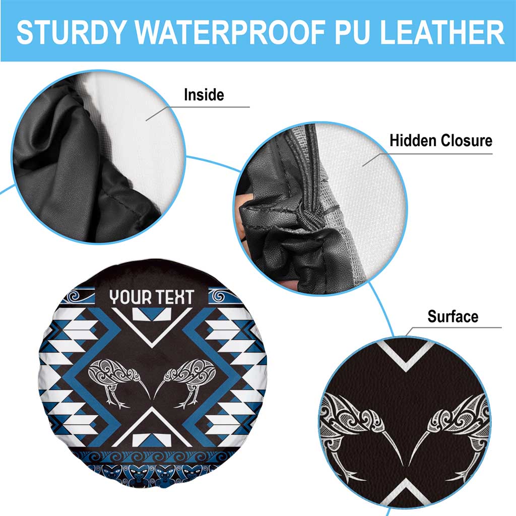 Personalised Taniko Motifs Aotearoa Spare Tire Cover Waitangi Kowhaiwhai Kiwi - Blue LT7 - Polynesian Pride
