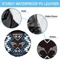 Personalised Taniko Motifs Aotearoa Spare Tire Cover Waitangi Kowhaiwhai Kiwi - Blue LT7 - Polynesian Pride