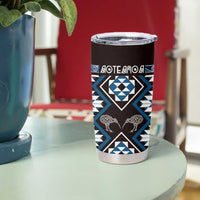 Personalised Taniko Motifs Aotearoa Tumbler Cup Waitangi Kowhaiwhai Kiwi - Blue