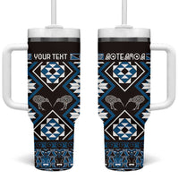 Personalised Taniko Motifs Aotearoa Tumbler With Handle Waitangi Kowhaiwhai Kiwi - Blue