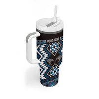 Personalised Taniko Motifs Aotearoa Tumbler With Handle Waitangi Kowhaiwhai Kiwi - Blue