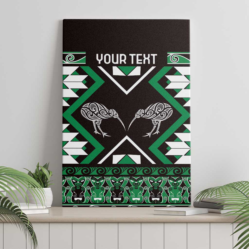 Personalised Taniko Motifs Aotearoa Canvas Wall Art Waitangi Kowhaiwhai Kiwi - Green