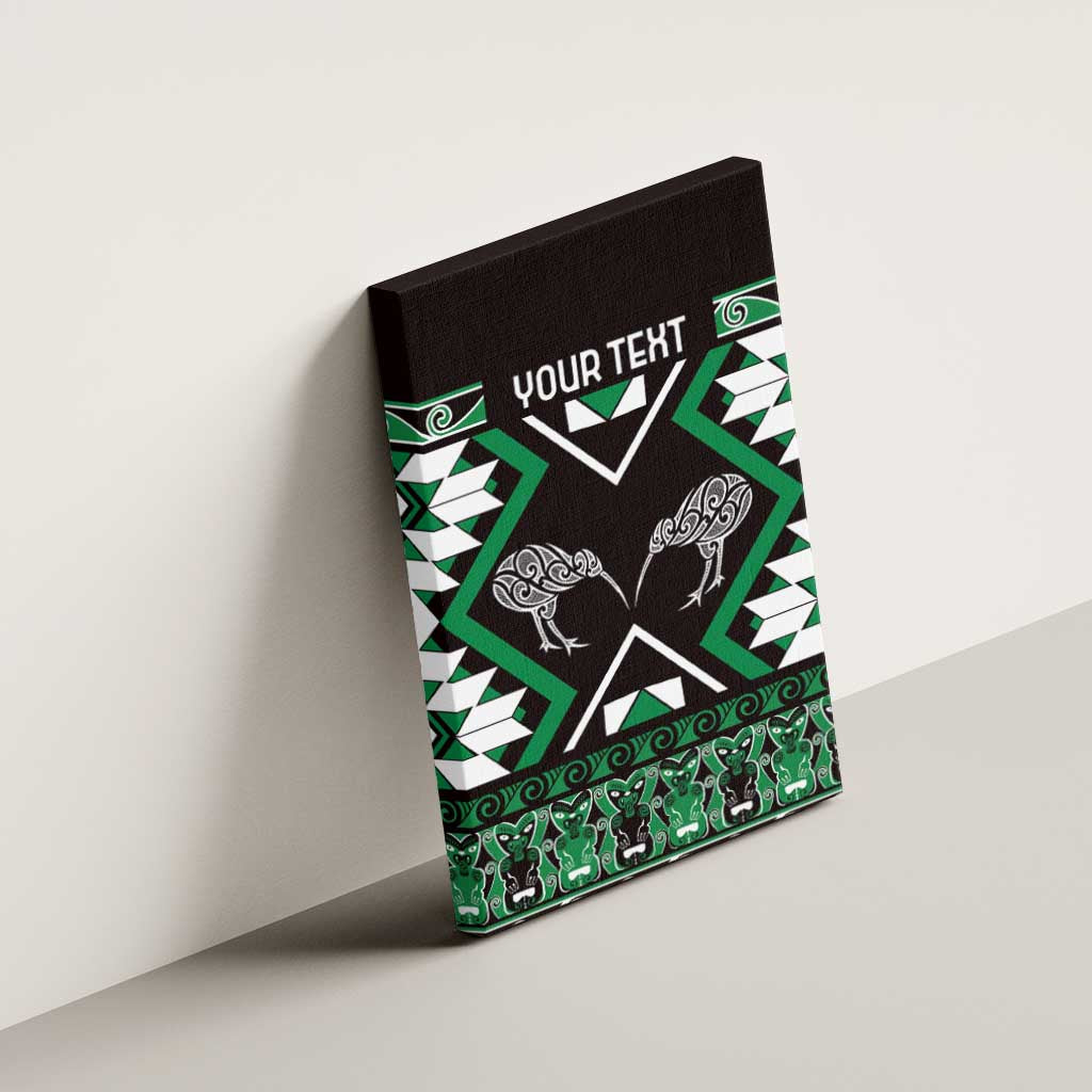 Personalised Taniko Motifs Aotearoa Canvas Wall Art Waitangi Kowhaiwhai Kiwi - Green