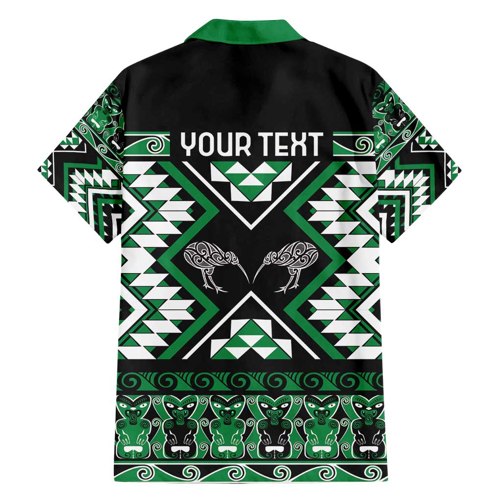 Personalised Taniko Motifs Aotearoa Family Matching Puletasi and Hawaiian Shirt Waitangi Kowhaiwhai Kiwi - Green