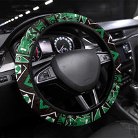 Taniko Motifs Aotearoa Steering Wheel Cover Waitangi Kowhaiwhai Kiwi - Green