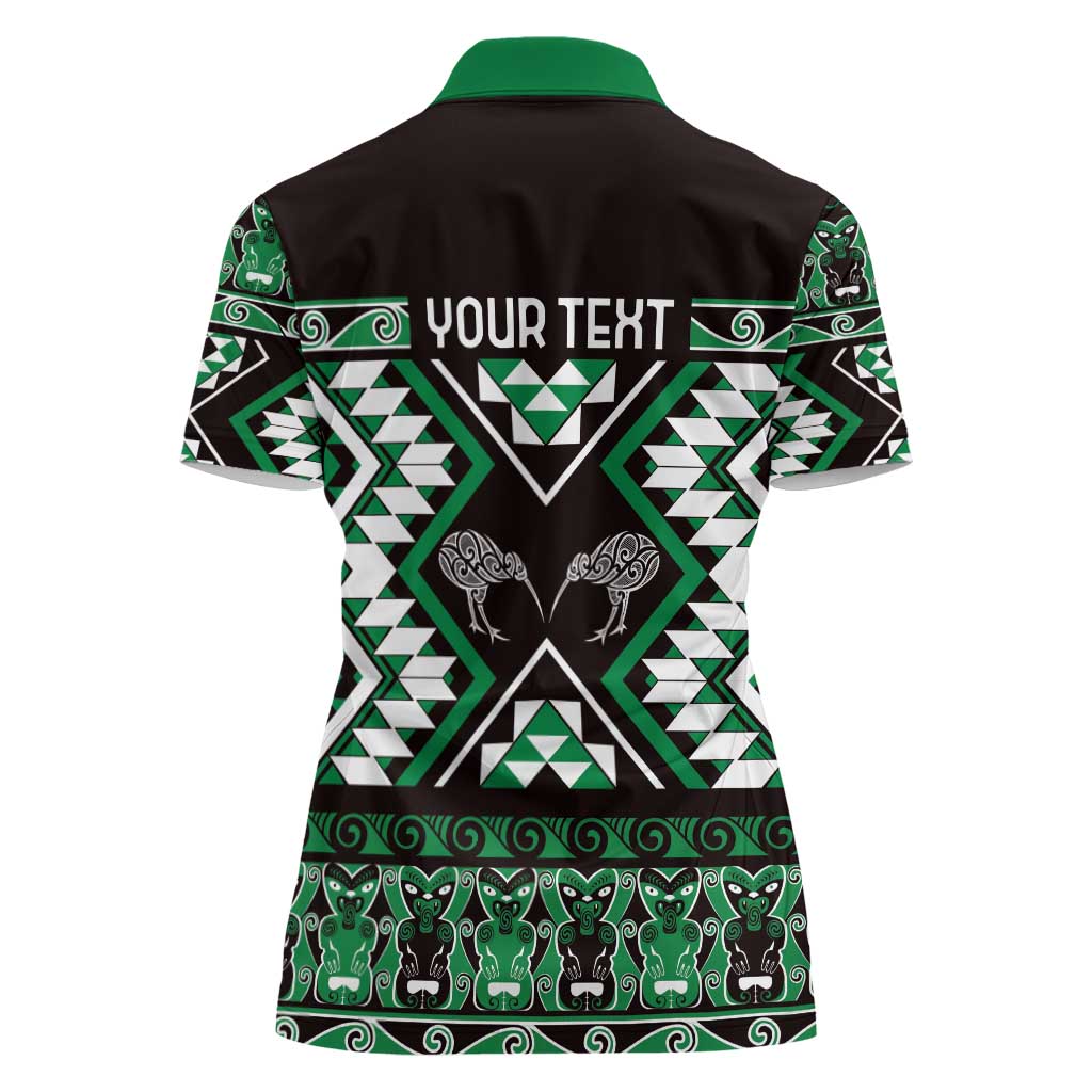 Personalised Taniko Motifs Aotearoa Women Polo Shirt Waitangi Kowhaiwhai Kiwi - Green