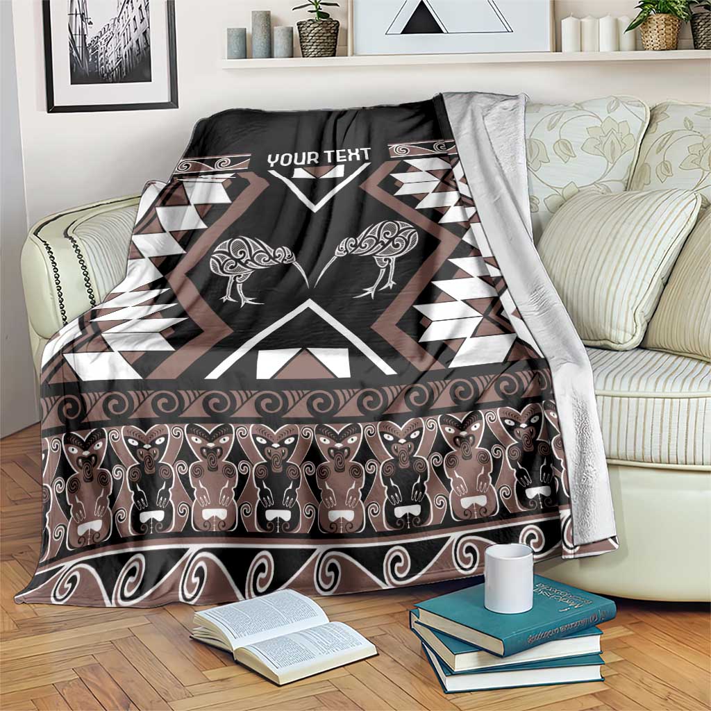 Personalised Taniko Motifs Aotearoa Blanket Waitangi Kowhaiwhai Kiwi - Mocha