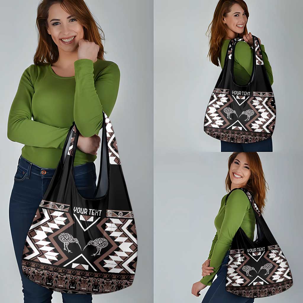 Personalised Taniko Motifs Aotearoa Grocery Bag Waitangi Kowhaiwhai Kiwi - Mocha