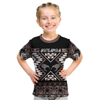 Personalised Taniko Motifs Aotearoa Kid T Shirt Waitangi Kowhaiwhai Kiwi - Mocha LT7 Mocha - Polynesian Pride