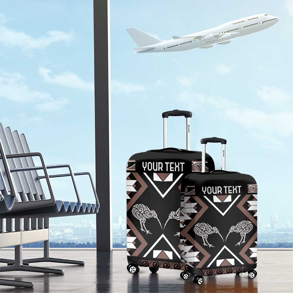 Personalised Taniko Motifs Aotearoa Luggage Cover Waitangi Kowhaiwhai Kiwi - Mocha