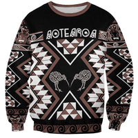 Personalised Taniko Motifs Aotearoa Sweatshirt Waitangi Kowhaiwhai Kiwi - Mocha LT7 Unisex Mocha - Polynesian Pride