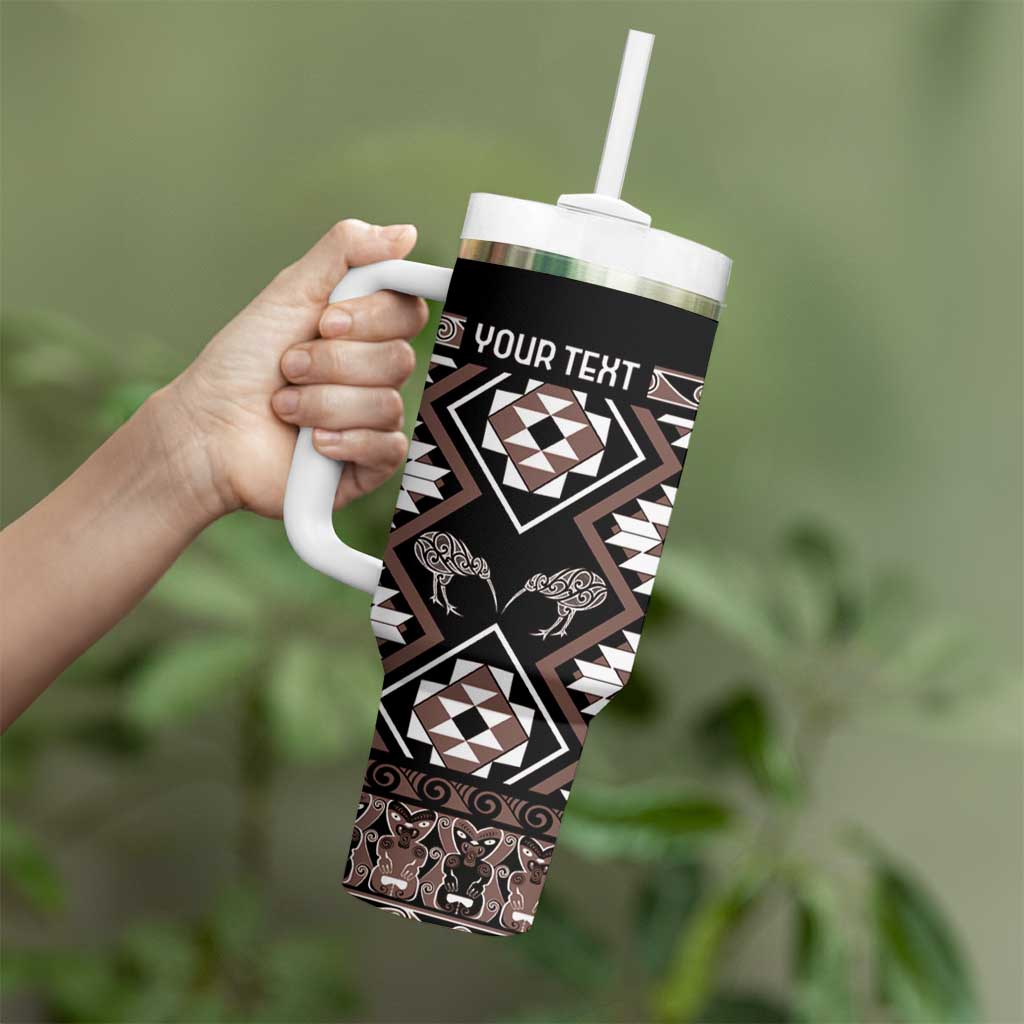 Personalised Taniko Motifs Aotearoa Tumbler With Handle Waitangi Kowhaiwhai Kiwi - Mocha