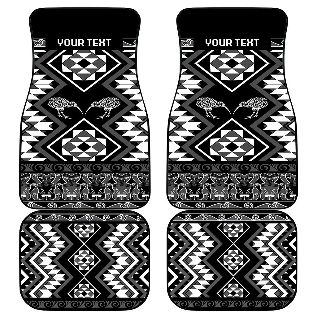 Personalised Taniko Motifs Aotearoa Car Mats Waitangi Kowhaiwhai Kiwi - Monochrome