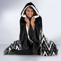 Personalised Taniko Motifs Aotearoa Hooded Blanket Waitangi Kowhaiwhai Kiwi - Monochrome LT7 - Polynesian Pride